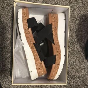 Women's Black Cork Platform Sandals